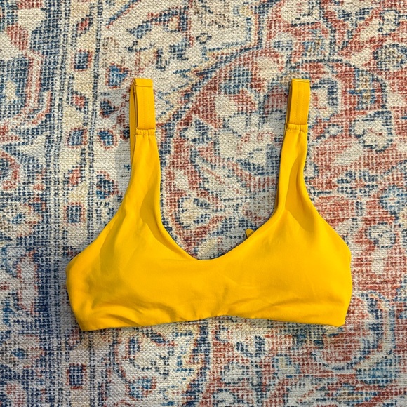 Robin Piccone Ava Scoop Neck Bikini Top in Marigold Yellow SZ S NWOT - Picture 3 of 5